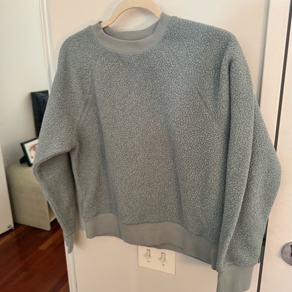 EVERLANE ReNew Fleece Raglan Sweatshirt in Pale Sage- Size L - Picture 6 of 8